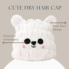 Microfiber Hair Towel Wrap for Kids, Snow Bear Dry Hair Cap Suck Water - Image 3