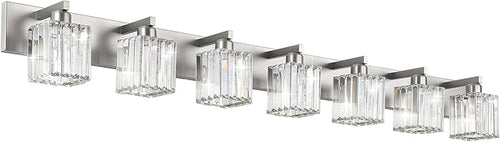Aipsun Brushed Nickel Bathroom Light Fixtures Crystal Vanity Lighting Fixture by Aipsun