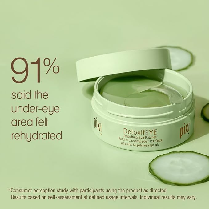 Pixi DetoxifEYE 2-Pack | Depuffing Hydrogel Under-Eye Patches|Cucumber - Image 7