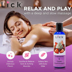 Lick Strawberries and Cream Flavored Massage Oil – Romantic, Body Safe - Image 2
