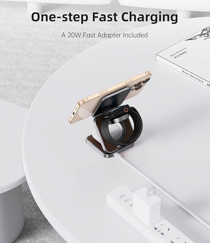 Foldable Magnetic Wireless Charger, KU XIU Aluminum Alloy 3 in 1 Charging - Image 6