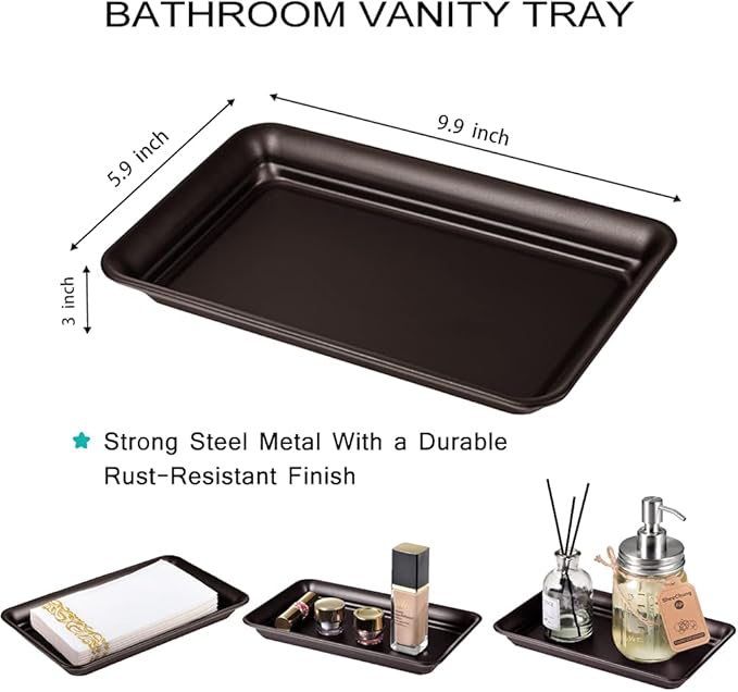 Vintage Farmhouse Decor Metal Vanity Tray, Countertop Guest Hand Towel Paper - Image 4