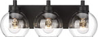 Bathroom Light Fixtures, 3-Light Matte Black Vanity Light, Modern Wall Sconces by Metwet