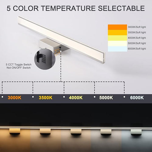 16W LED Vanity Light Bar, 19.6-Inch Brushed Nickel Bathroom Fixture, 5CCT Color - Image 2