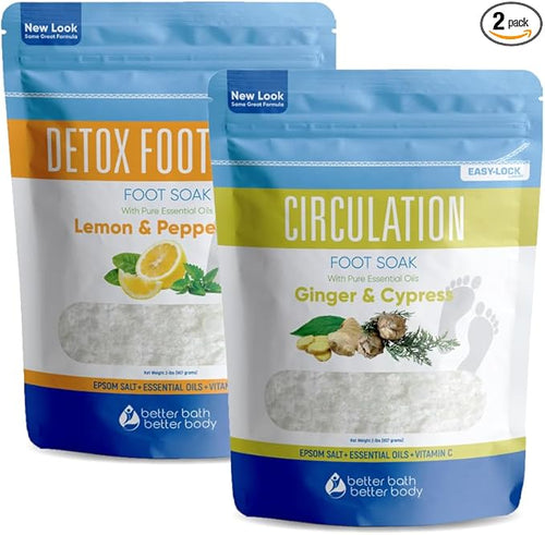 2 Pack Foot Soak Salts Bundle for DIY Foot Spa by BetterBathBetterBody