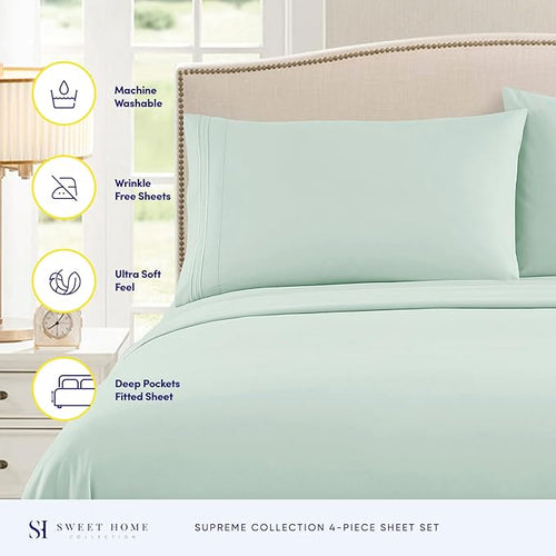 1800 Thread Count Sheet Set – Soft Egyptian Quality Brushed Microfiber Sheets – - Image 2
