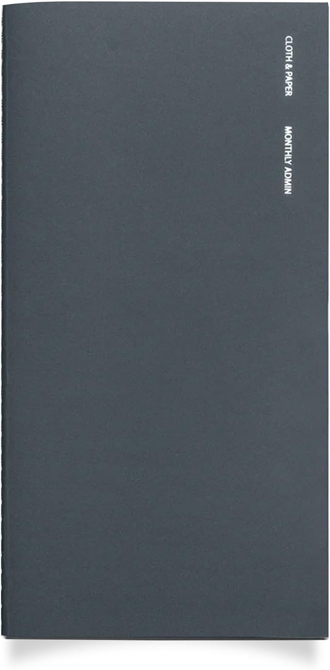 Cloth & Paper Travel Notebook | Monthly Admin – Lagoon | A5 Slim Monthly by ClothandPaper
