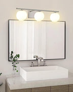New Bathroom Vanity Light Fixtures 3 Lights Brushed Nickel Glass Shade Modern - Image 7
