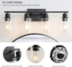 Bathroom Vanity Light Fixtures, 4-Light Matte Black Bathroom Lights, Wall - Image 3