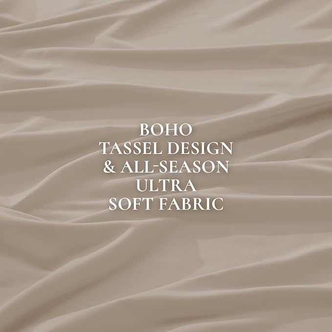 Andency Comforter Full Size Set Khaki, 3 Pieces Boho Winter Lightweight Bedding - Image 7