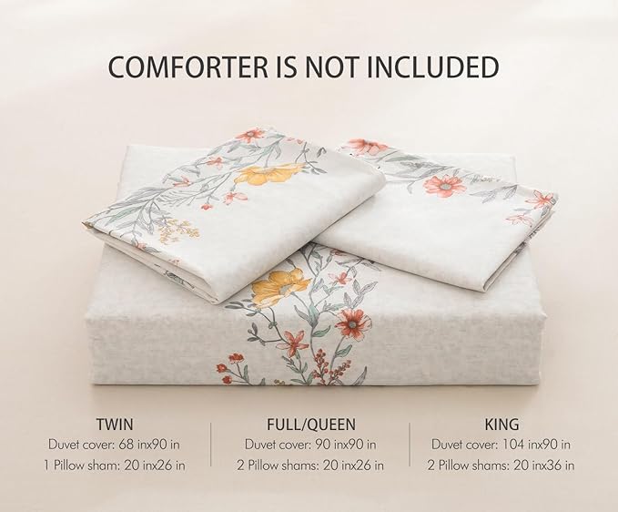 SLEEPBELLA Duvet Cover Queen, 600 Thread Count Cotton Red & Yellow Floral - Image 7