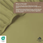 Linen Home 100% Cotton Percale Weave Fitted Sheet, Twin Size, Oil Green - Image 4
