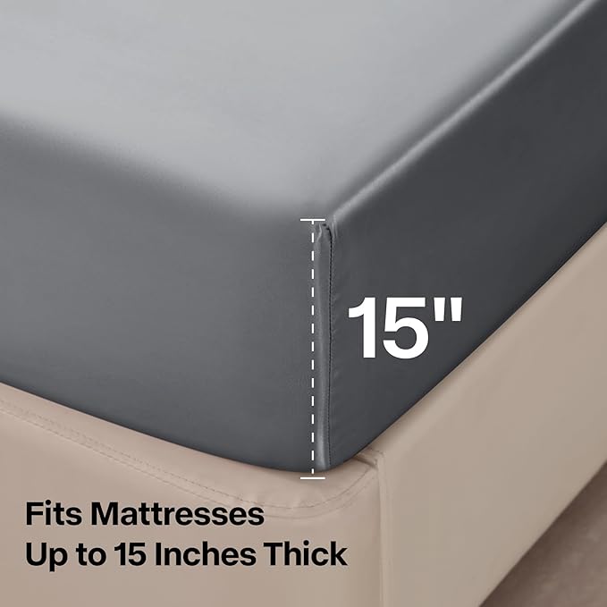 BEDELITE Satin Fitted Sheet and Pillowcase Set, Luxury Soft Similar to Silk - Image 5