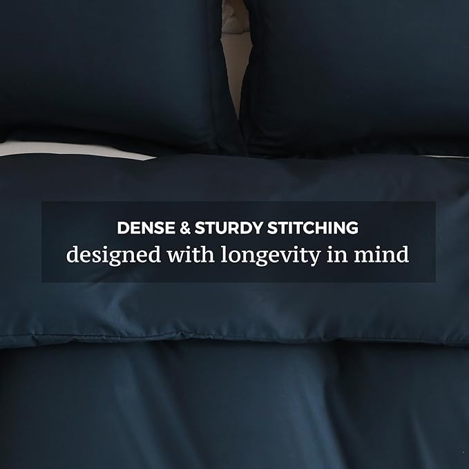 JSD Navy Blue Duvet Cover Set Queen Size, 3 Piece Duvet Cover - Image 5