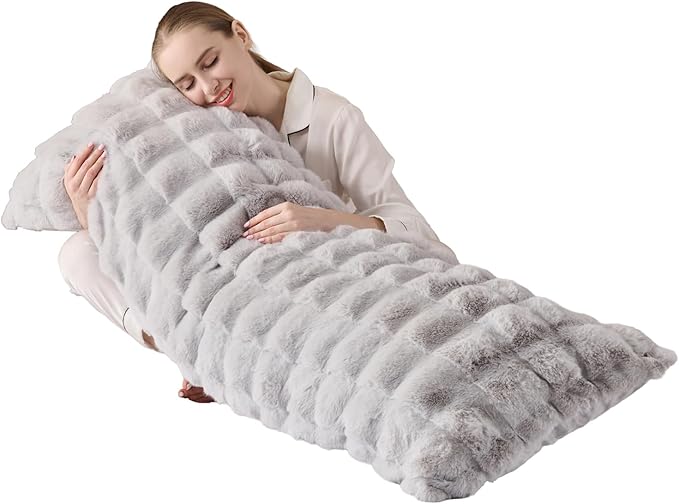 Luxury Shaggy Faux Fur Body Pillow, Fluffy Bed Pillow by Unknown