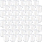 Set of 48 White Votive Candles, Unscented Candles Filled in Clear Glass - Image 2