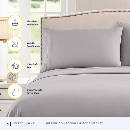 1800 Thread Count Sheet Set – Soft Egyptian Quality Brushed Microfiber Sheets – - Image 2