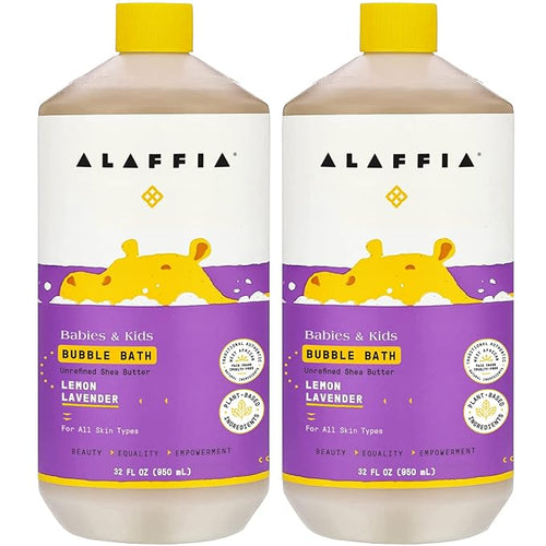 Alaffia Bubble Bath for Babies & Kids, Lemon Lavender 2-Pack – Long-Lasting by Alaffia