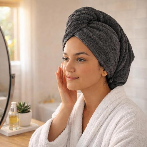 100% Turkish Cotton Hair Towel Wrap 2 Pack – Oeko-TEX Certified Quick Dry Turban - Image 2