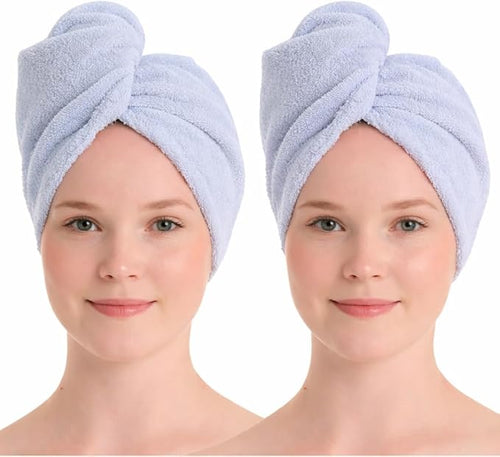 100% Turkish Cotton Hair Towel Wrap 2 Pack – Oeko-TEX Certified Quick Dry Turban by Seritaine