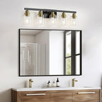 5-Light Black and Gold Bathroom Vanity Light, Bathroom Light Fixtures, Wall - Image 5