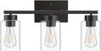 PARTPHONER 3-Light Bathroom Light Fixtures, Matte Black Vanity Light by PARTPHONER