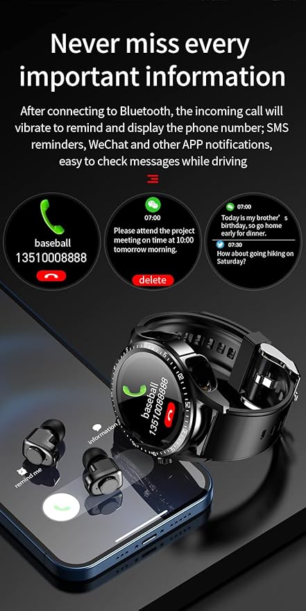 Smart Watch with Earbuds, 2 in 1 Bluetooth Smartwatch - Image 5