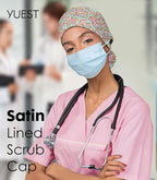 Satin Lined Scrub Caps with Buttons & Sweathand, Surgical Caps - Image 4