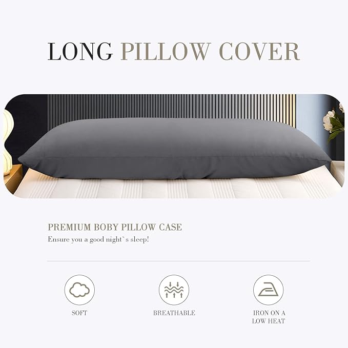 WishSmile Body Cooling Pillowcase Long Pillow Case Breathable Cool Silky Soft - Image 7