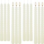 WPONSZU 10 Inch Ivory Spiral Taper Candle Set of 12 Pack Unscented Dripless - Image 8