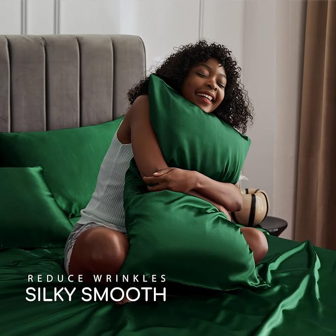 MR&HM Satin Bed Sheets, Queen Size Sheets Set - Image 3