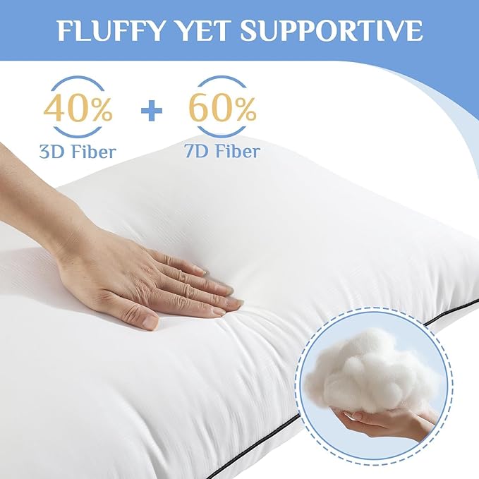 JOLLYVOGUE Queen Size Bed Pillow 1 Pack, Single Pillow - Image 3