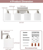 Sailstar 4-Light Bathroom Light Fixtures Over Mirror, Glass Shade & Anti-Rust - Image 4