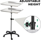 Salon Rolling Tray, Height Adjustable Tattoo Tray Rolling Cart, Storage Utility - Image 3