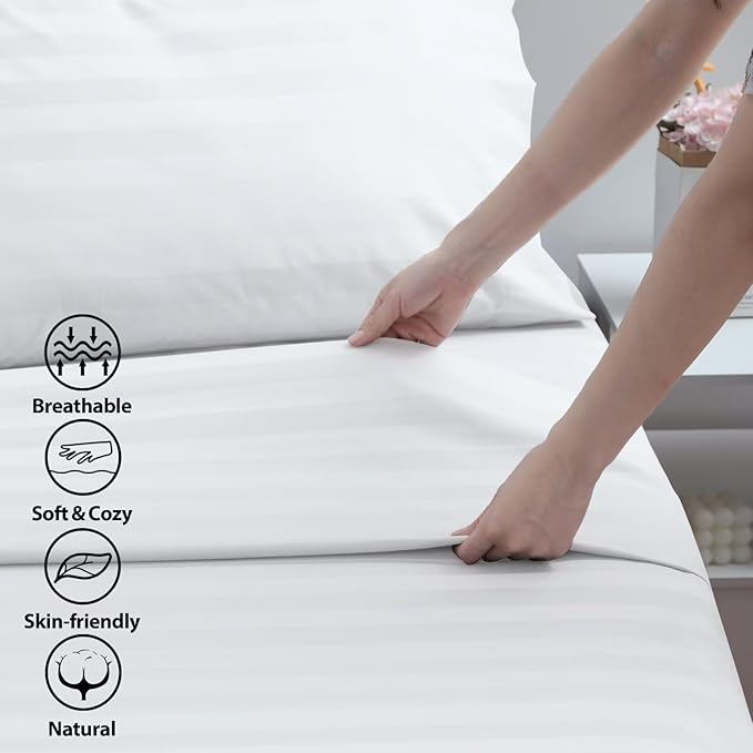 2-Pack Cotton Queen Flat Sheet Only, 600 Thread Count 100% Egyptian Cotton Top - Image 3