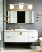 New Bathroom Vanity Light Fixtures 3 Lights Brushed Nickel Glass Shade Modern - Image 5