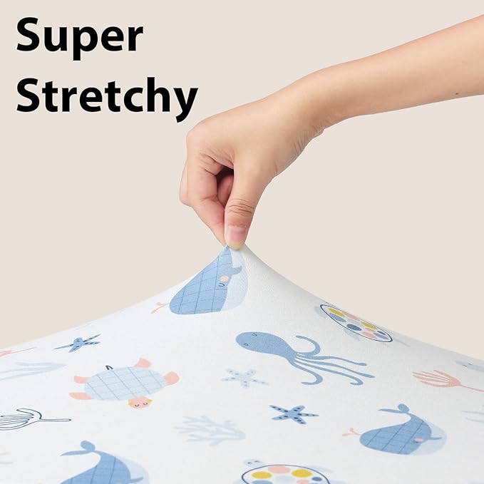 Baby Mini Crib Sheets Boy, Portable 38”x26” Pack and Play Sheets Fitted - Image 6