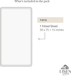 Linen Home 100% Cotton Percale Weave Fitted Sheet, Twin Size, Snow White - Image 6