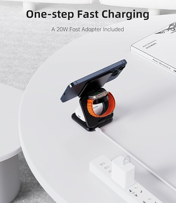 Foldable Magnetic Wireless Charger, KU XIU X40 Aluminum Alloy 3 in 1 Charging - Image 6