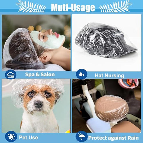 100PK 50cm/20in Large Disposable Shower Caps Waterproof Hair Bath Caps - Image 2