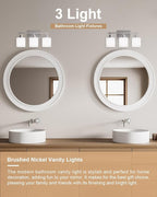 Sailstar Bathroom Light Fixtures Over Mirror, 3-Light Vanity Lights Brushed - Image 2
