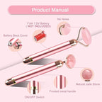 Upgrade 2 in 1 Vibrating Jade Facial Massager Roller, Electric Rose Quartz Eye - Image 3