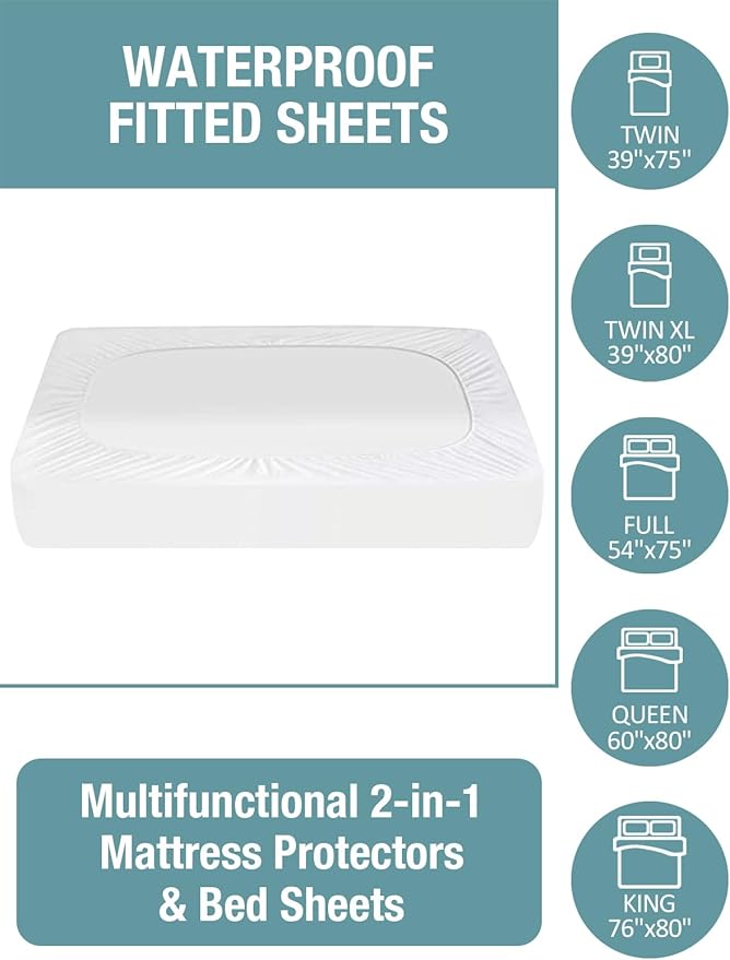 Bedecor 2 Packs Queen Mattress Protector Waterproof Protection Soft Cotton - Image 6