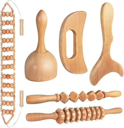 10-in-1 Wood Therapy Massage Tools Gua Sha Wooden Massager by JUANWAN
