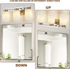 3-Light Bathroom Light Fixtures, Modern Vanity Lights, Brushed Nickel Metal - Image 5