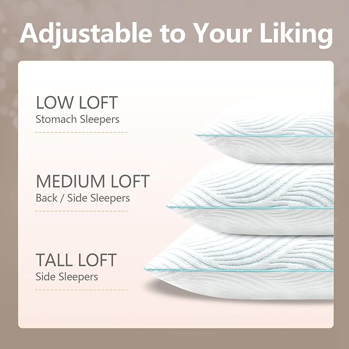 Pillows King Size Set of 2 Cooling Memory Foam Pillows - Image 5