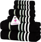 CASA COPENHAGEN Exotic 6Pcs 100% Egyptian Cotton Designer Towels Gift Set- Black by CASACOPENHAGEN