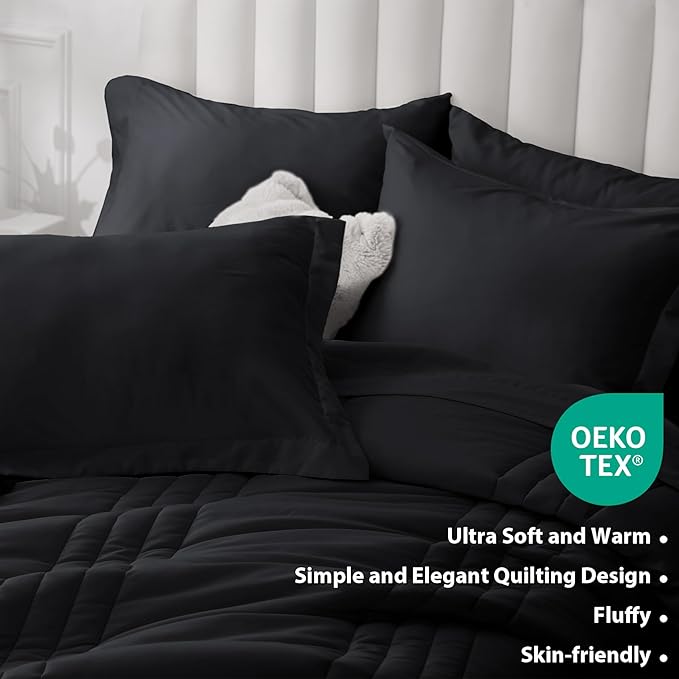 Queen Comforter Set Black - Image 6
