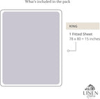 Linen Home 100% Cotton Percale Weave Fitted Sheet, King Size, Prelude Purple - Image 6