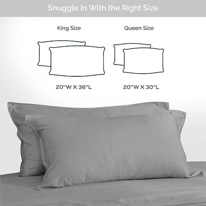 Pillow Cases Queen Size Set of 2 Pillowcases 100% Viscose Derived from Bamboo - Image 6